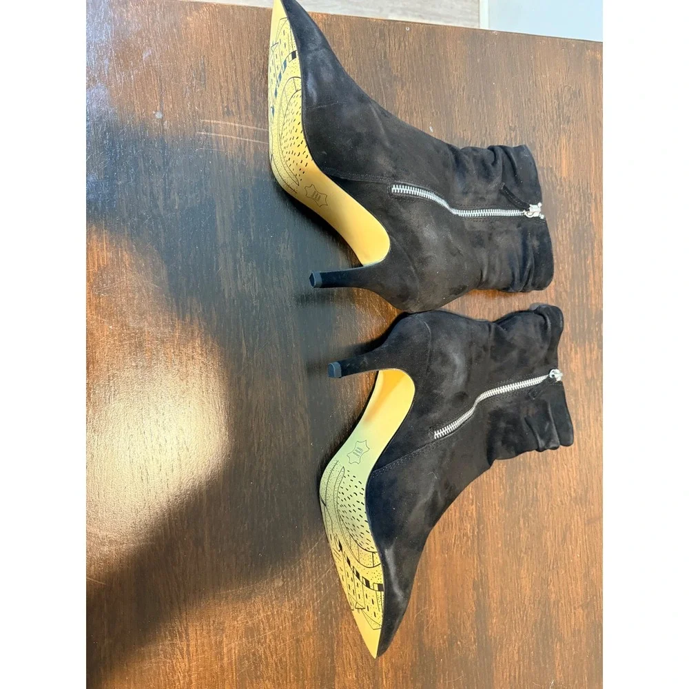 Bella Vita Danielle Black Suede Ruched Pointed Toe Stiletto Booties Women‎ 10 WW - Picture 8 of 10